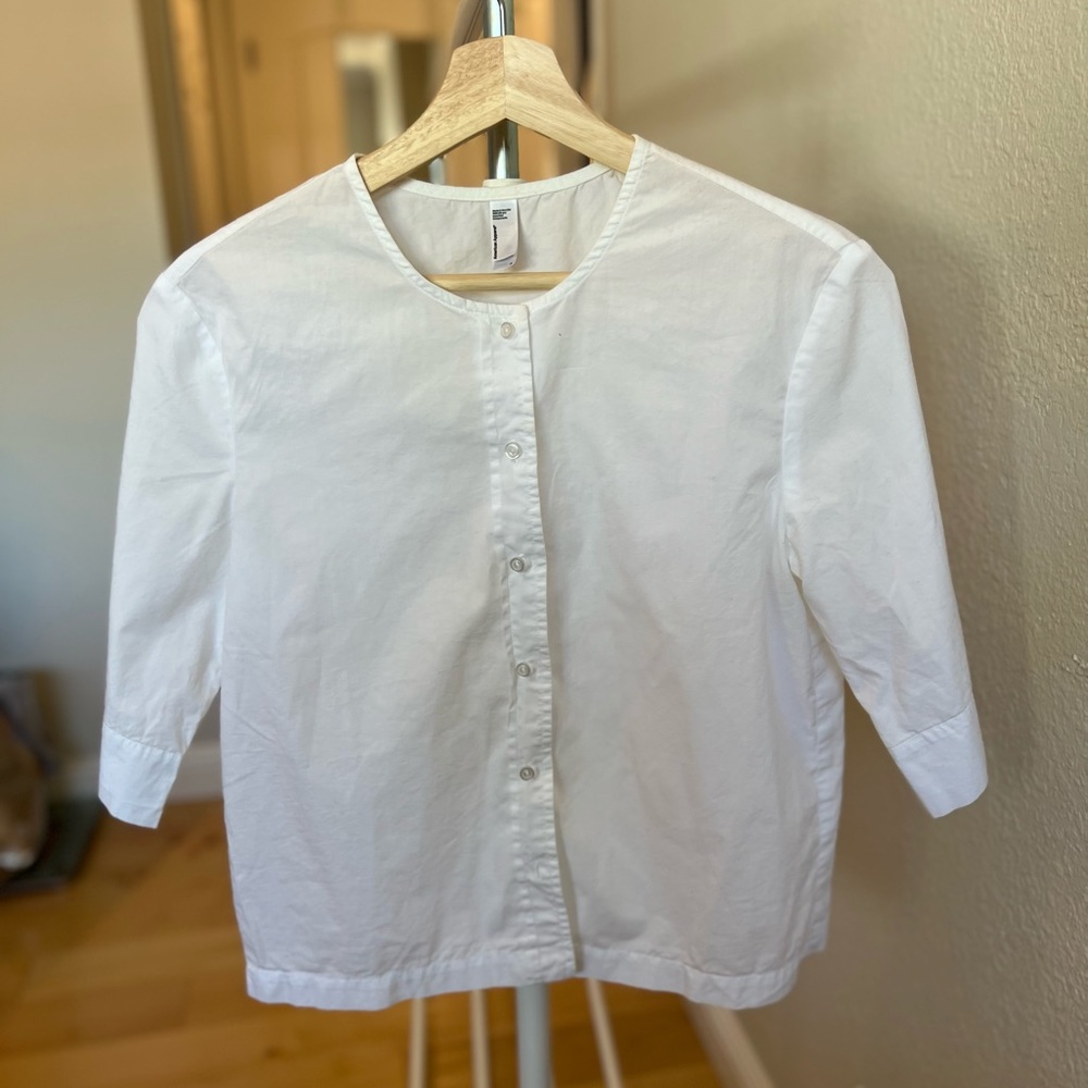 American Apparel classic no collar white button up.
